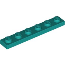 LEGO part 3666 Plate 1 x 6 in Bright Bluish Green/ Dark Turquoise