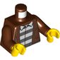 Torso Jacket, Open over Prison Shirt Print, Reddish Brown Arms, Yellow Hands