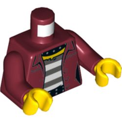 Torso Shirt, Open over Prisoner Shirt, Black Belt and Collar Print, Dark Red Arms, Yellow Hands