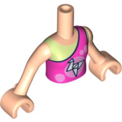 Minidoll Torso Girl, with Dark Pink Top, Dark Blue Trim, Yellowish Green Shirt