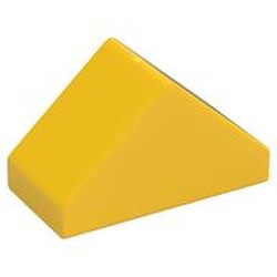 LEGO part  ROOF TILE 4X2, DEG. 45, W/O KNOBS in Bright Yellow/ Yellow