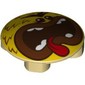Plate Round 2 x 2 with Rounded Bottom [Boat Stud] with Face with Red Tongue, Reddish Brown Fur Print