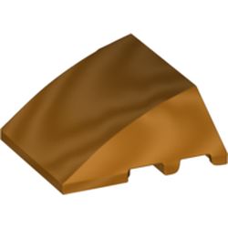 LEGO part BRICK 4X3 W/ BOW - ANGLE, NO. 2 in Gold Laquered/ Metallic Gold