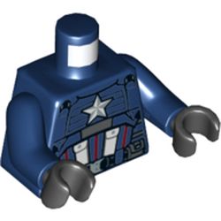 Torso Armor, White Star, White and Red Stripes, and Belt Print, Dark Blue Arms, Black Hands