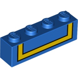 Brick 1 x 4 with Yellow Stripe, Black Border print