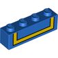 Brick 1 x 4 with Yellow Stripe, Black Border print