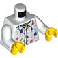 Torso Shirt with Multicolored Balloons and Confetti Print, White Arms, Yellow Hands