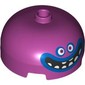 Brick Round 3 x 3 Dome with Center Stud with Face with Eyes, Big Smile with Blue Lips Print