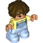 Duplo Figure Child with Short Wavy Hair Brown, Bright Light Blue Legs