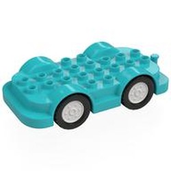 Duplo Car Base 4 x 8 with Four Black Wheels and White Hubs