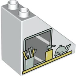 Duplo Brick 4 x 2 x 3 Slope 45° with Cup with Toothbrushes, Soap Dispenser, Whale, and Mirror Print