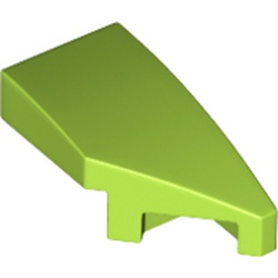 LEGO part RIGHT PLATE 1X2, W/ BOW, 45 DEG. CUT in Bright Yellowish Green/ Lime