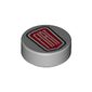 Tile Round 1 x 1 with White 'FIAT' Logo on Red Field, Black Border
