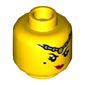 Minifig Head Princess Iron Fan, Gold Headband, Beauty Mark, Red Lips, Neutral / Angry with Red Eyes and Clenched Teeth Print