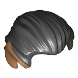 LEGO part 93230pr0005 Hair Swept Back with Pointy Ears Medium Nougat Print in Black
