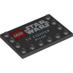 Plate Special 4 x 6 with Studs on 3 Edges with 'LEGO STAR WARS TIE FIGHTER PILOT' print