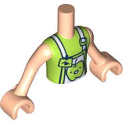 Minidoll Torso Boy White Apron, Lime Trim, Lime Shirt, Apple