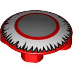 Plate Round 2 x 2 with Rounded Bottom with Light Bluish Grey Circle, Red Circle, White Ruffles