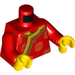 Torso Robe, Gold Decorations and Trim Print, Red Arms, Yellow Hands