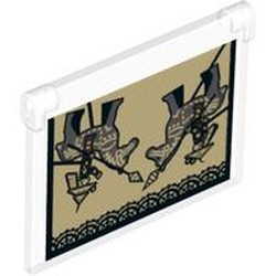 Glass for Window 1 x 4 x 3 - Opening with 2 Chinese Horsemen on Horse, Spears, Dark Tan Background