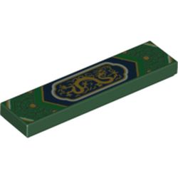 Tile 1 x 4 with Gold Dragon with Dark Blue Background Print