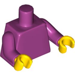 LEGO part 973c37h01 Torso, Magenta Arms, Yellow Hands [Plain] in Bright Reddish Violet/ Magenta