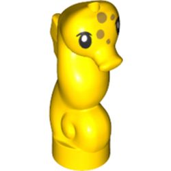 LEGO part 67733 Animal, Seahorse with Black Eyes, Olive Green Spots in Bright Yellow/ Yellow
