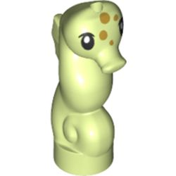 LEGO part 67734 Animal, Seahorse with Black Eyes, Olive Green Spots in Spring Yellowish Green/ Yellowish Green