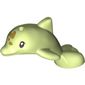 Animal, Dolphin, Baby with Black Eyes, Olive Green Hearts print