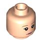 Minifig Head Luna Lovegood, Dark Tan Eyebrows, Pink Lips, Slight Smile / Surprised with Round Mouth Print