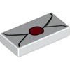White Tile 1 x 2 with Letter, Wax Seal print