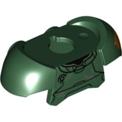LEGO part 78643pr9998 Minifig Neckwear Armor Shoulder Pads with Orange Shape print in Earth Green/ Dark Green