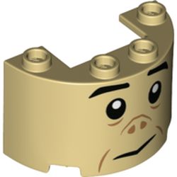 Cylinder Half 2 x 4 x 2 with 1 x 2 Cutout with Face Print (Grawp)