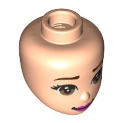 Minidoll Head with Brown Eyes, Brown Eyebrows, and Dark Pink Lips Print (Belle)