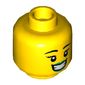 Minifig Head Peapod Costume Girl, Eyebrows, Bright Green Lips, Large Smile / Eating Print