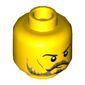 Minifig Head Tournament Knight, Dark Brown Eyebrows, Dark Tan Moustache and Beard, Cheek Lines Print