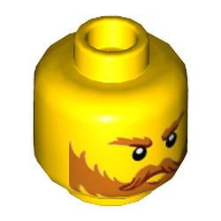 Minifig Head Viking, Orange Eyebrows, Moustache, and Beard Print