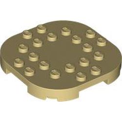 LEGO part 66789 Plate Round Corners 6 x 6 x 2/3 Circle with Reduced Knobs in Brick Yellow/ Tan