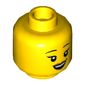 Minifig Head Athlete, Eyebrows, Peach Lips, Smile Showing Teeth / Open Mouth with Sweat Drop Print