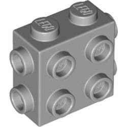 LEGO part 67329 Brick Special 1 x 2 x 1 2/3 with 8 Studs on 3 Sides in Medium Stone Grey/ Light Bluish Gray