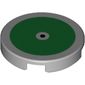 Tile Round 2 x 2 with Green Circle, Black Dot print