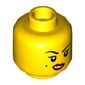 Minifig Head Pirate Girl, Eyebrows, Beauty Mark on Right Cheek, Red Lips and Chipped Tooth, Smile / Sneer Print