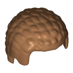 LEGO part 21778 Minifig Hair with Coiled Texture [Plain] in Medium Nougat