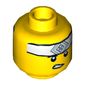 Minifig Head Martial Arts Boy, White Headband with Square Symbol, Smile / Clenched Teeth Print