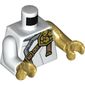 Torso, Odd Arms, Robe, Dark Orange Belt, Light Bluish Grey Trim, Gold Snap Print, Left Pearl Gold Arm, Right White Arm, Pearl Gold Hands