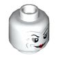 Minifig Head Joker, Eyebrows, Wide Closed Mouth Smile with Red Lips Print