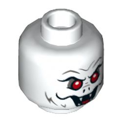 Minifig Head Man-Bat, Red Eyes, Open Mouth with Fangs, Scared / Angry Print