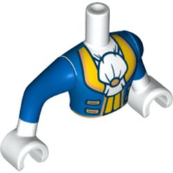 Minidoll Torso Man with Blue Coat with White Ascot, Yellow Trim Print, White Arms and Hands with Blue Sleeves Print
