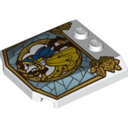 Slope Curved 4 x 4 x 2/3 Triple Curved with 2 Studs and Stained Glass Window with Dancing Couple Print