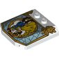 Slope Curved 4 x 4 x 2/3 Triple Curved with 2 Studs and Stained Glass Window with Dancing Couple Print